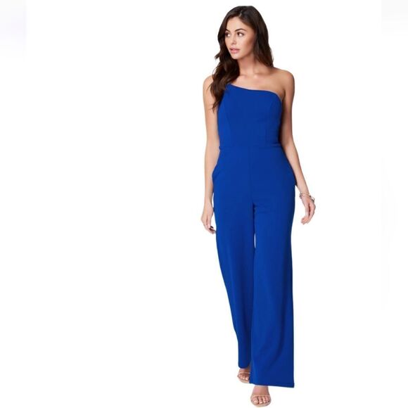 Bebe Cobalt One Shoulder Core Jumpsuit - Picture 1 of 4